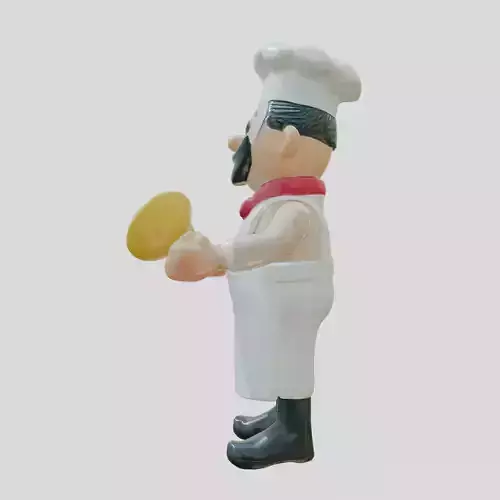 Cartoon Chef Figurine with Ladle 3D Model