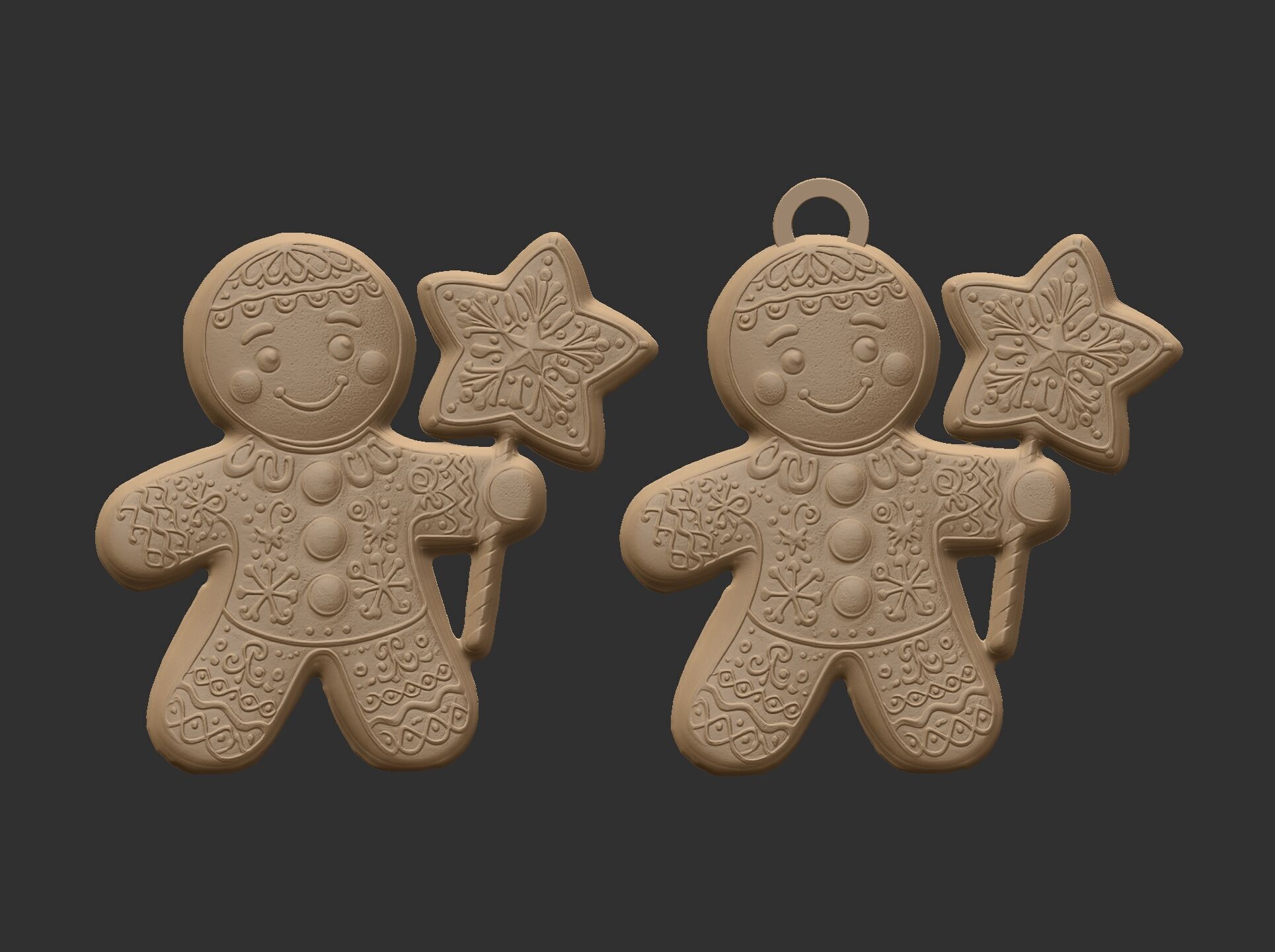 christmas cookie boy with star  3D print model_13