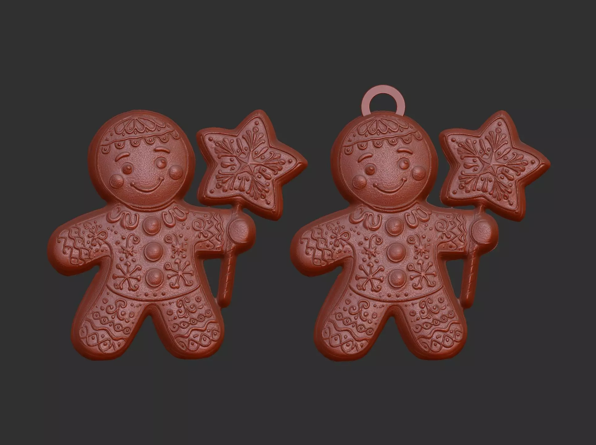 christmas cookie boy with star  3D print model_0