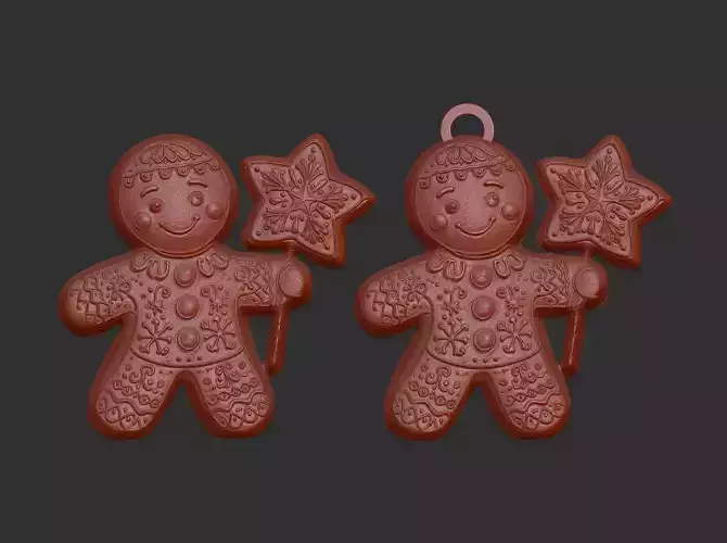 christmas cookie boy with star  3D print model