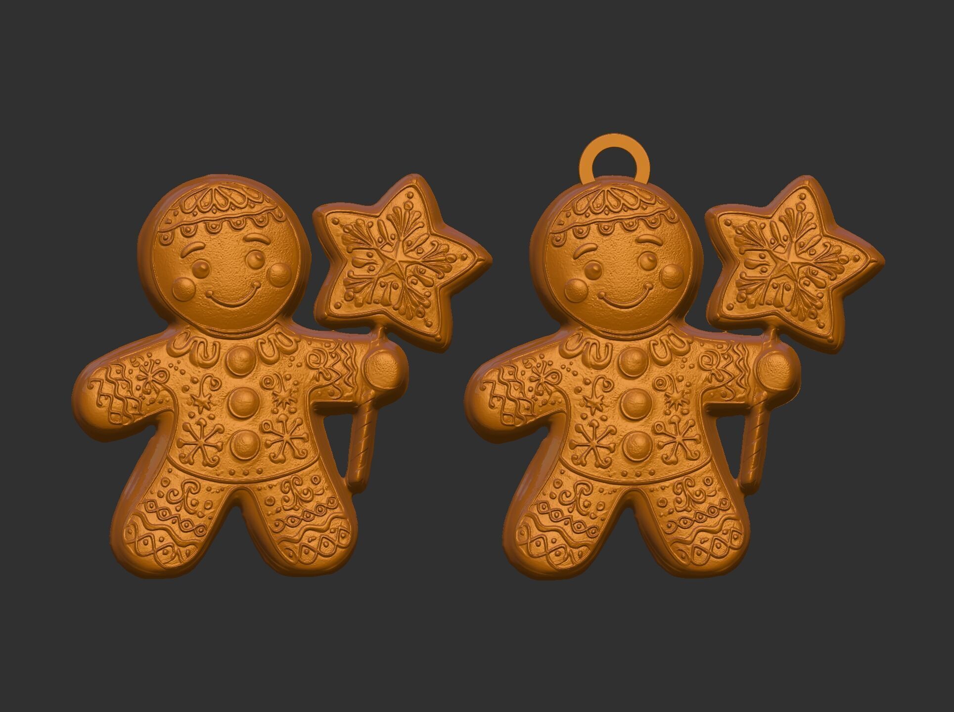 christmas cookie boy with star  3D print model_10