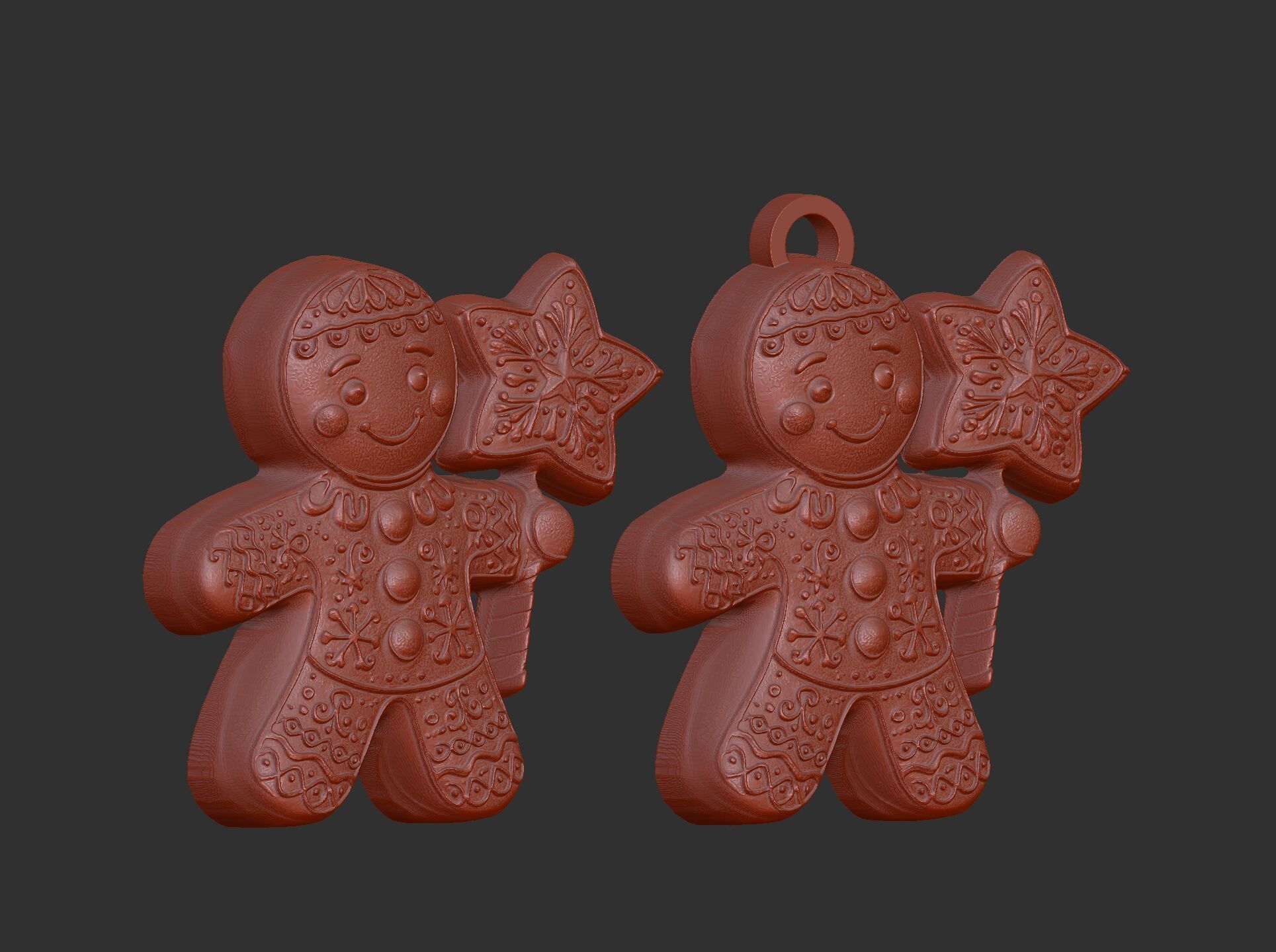 christmas cookie boy with star  3D print model_2