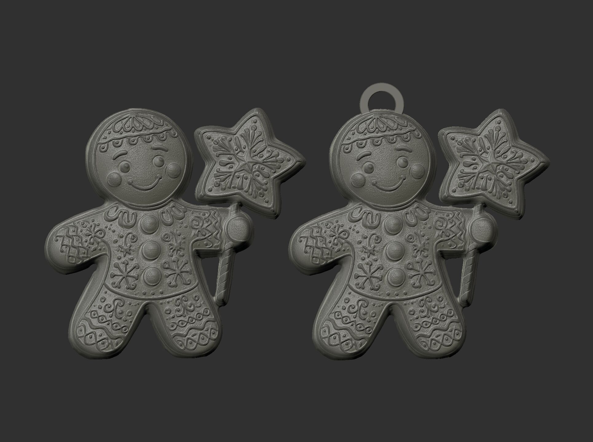 christmas cookie boy with star  3D print model_4