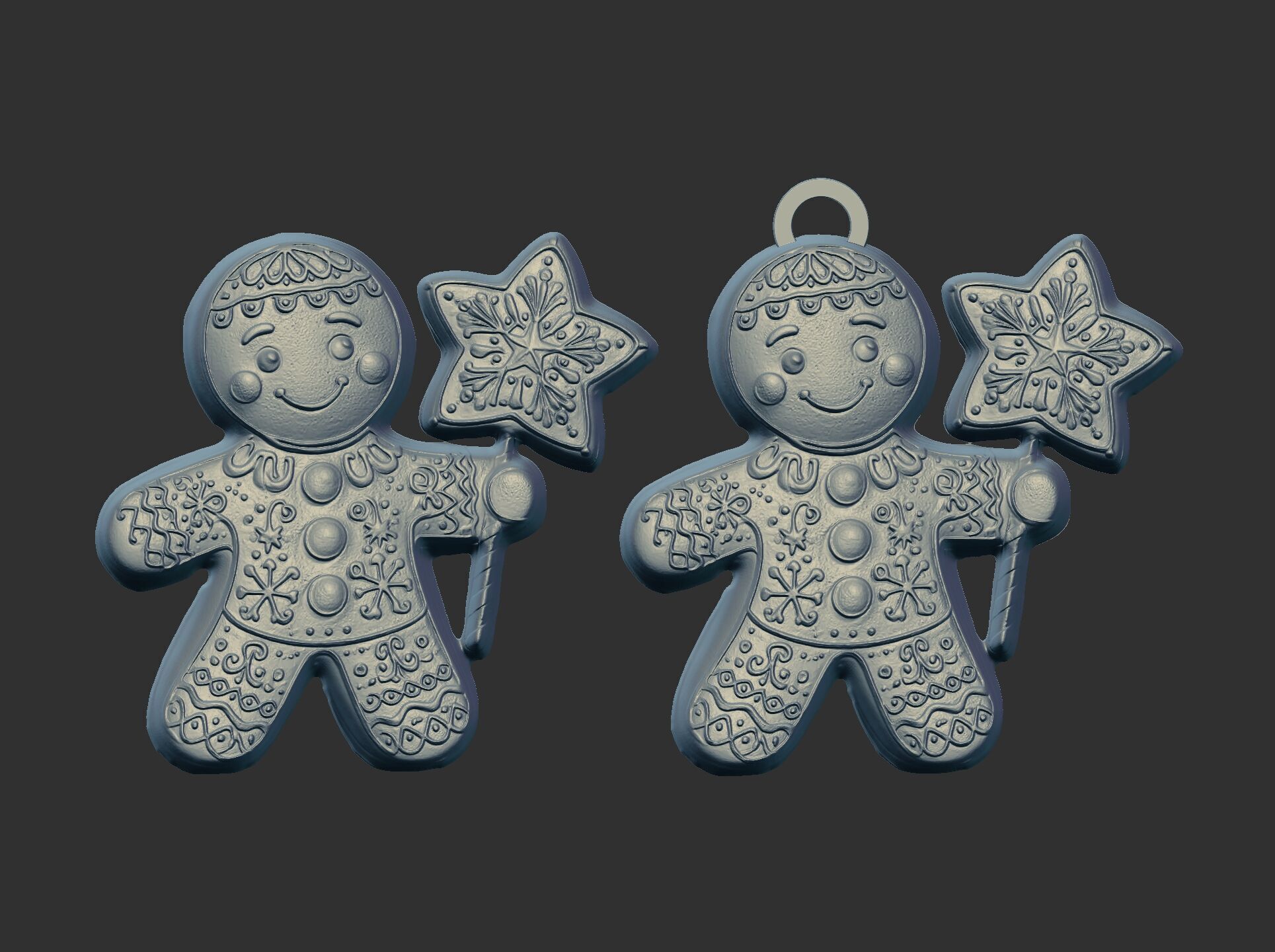 christmas cookie boy with star  3D print model_5