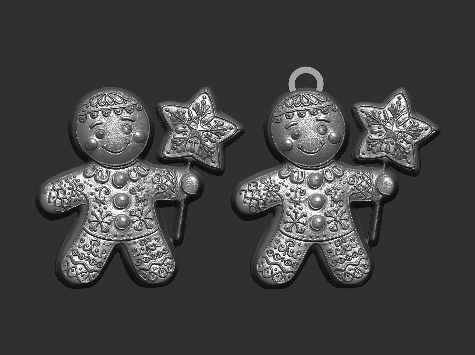 christmas cookie boy with star  3D print model_6