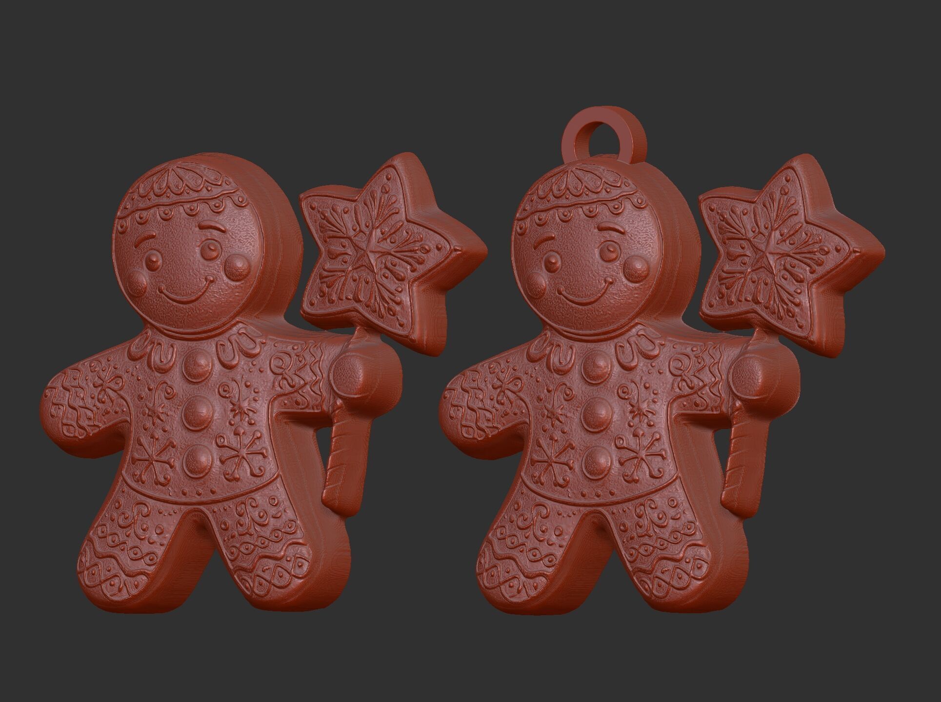 christmas cookie boy with star  3D print model_1