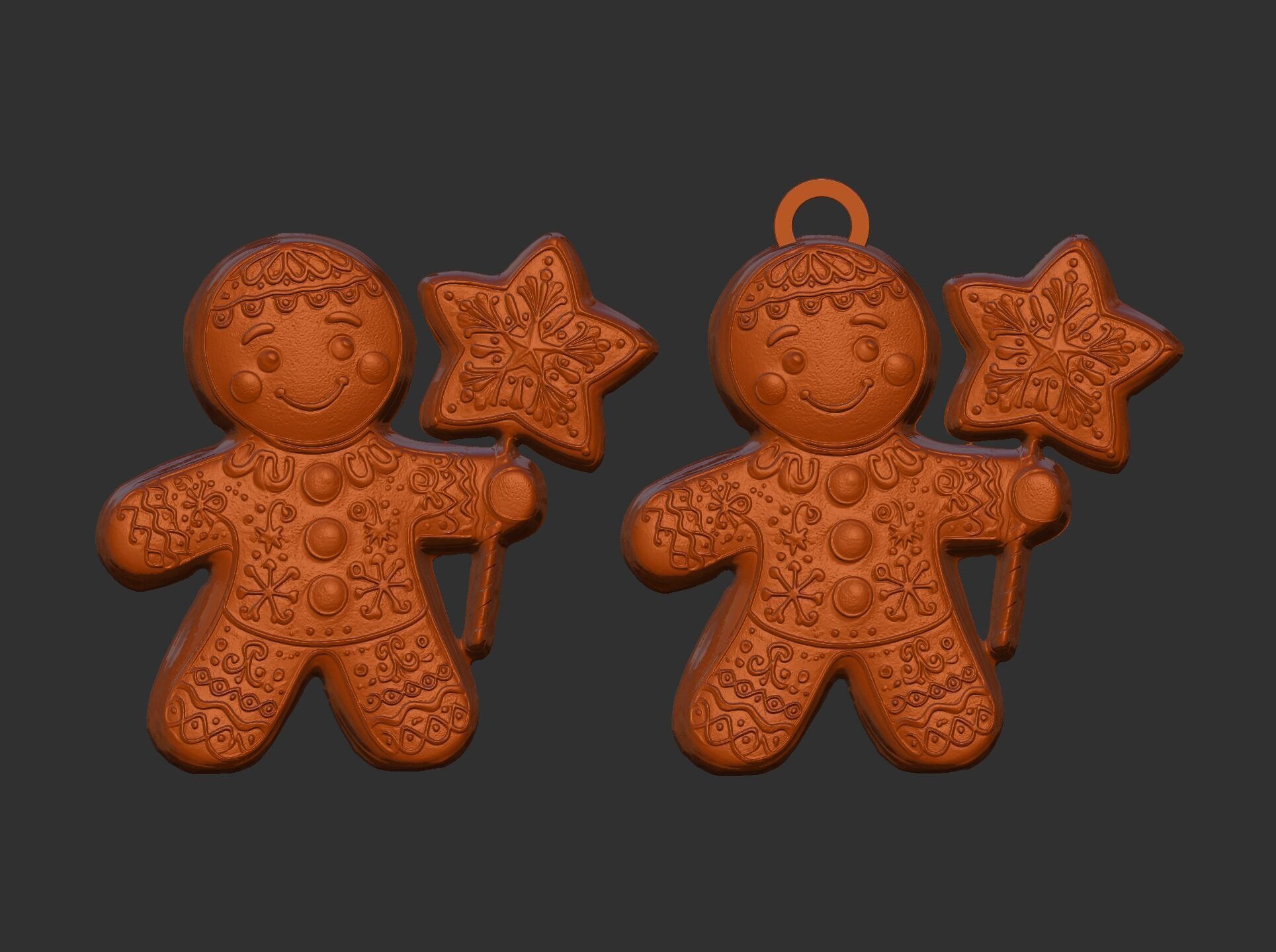 christmas cookie boy with star  3D print model_12
