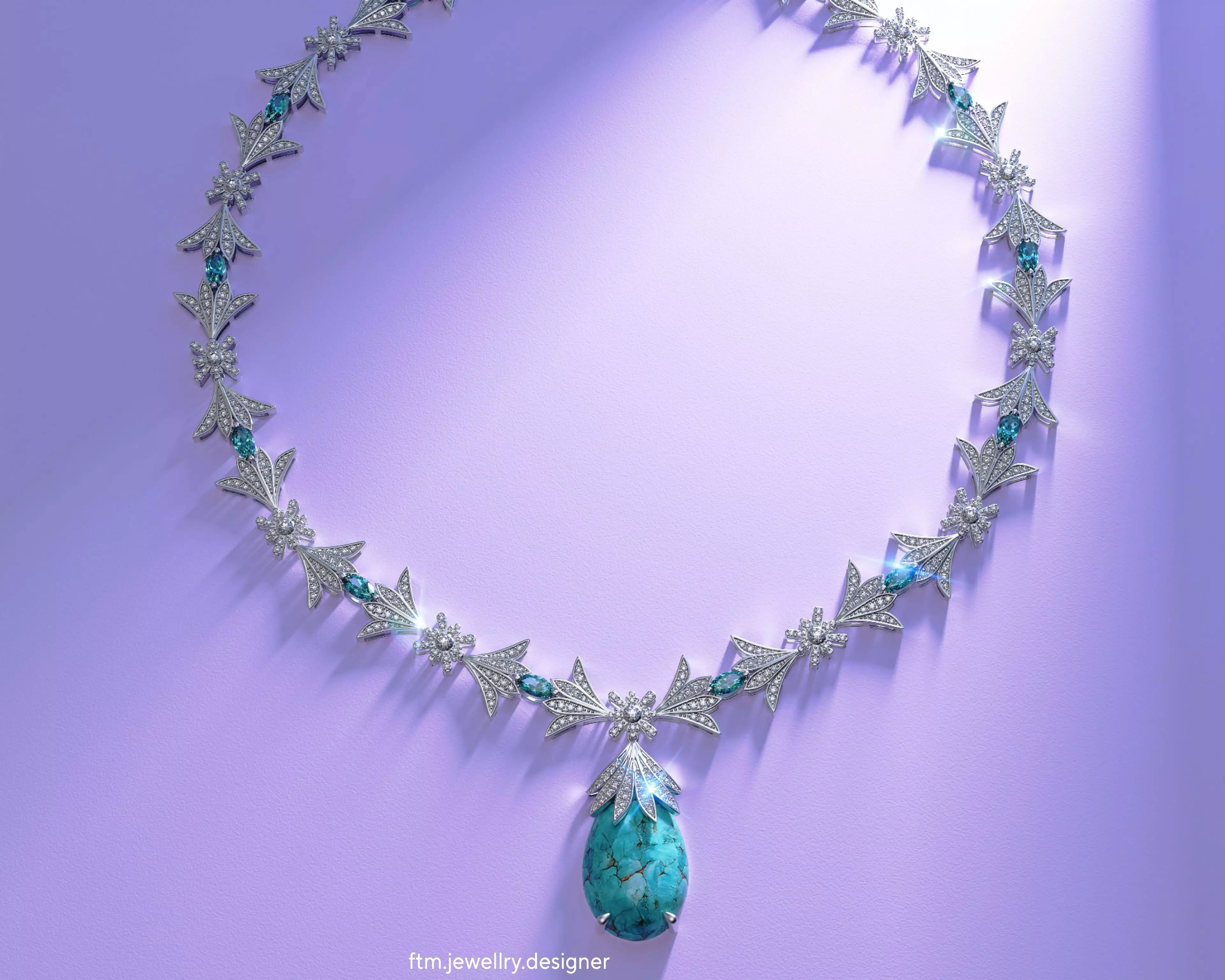 Tear stone necklace 3D print model