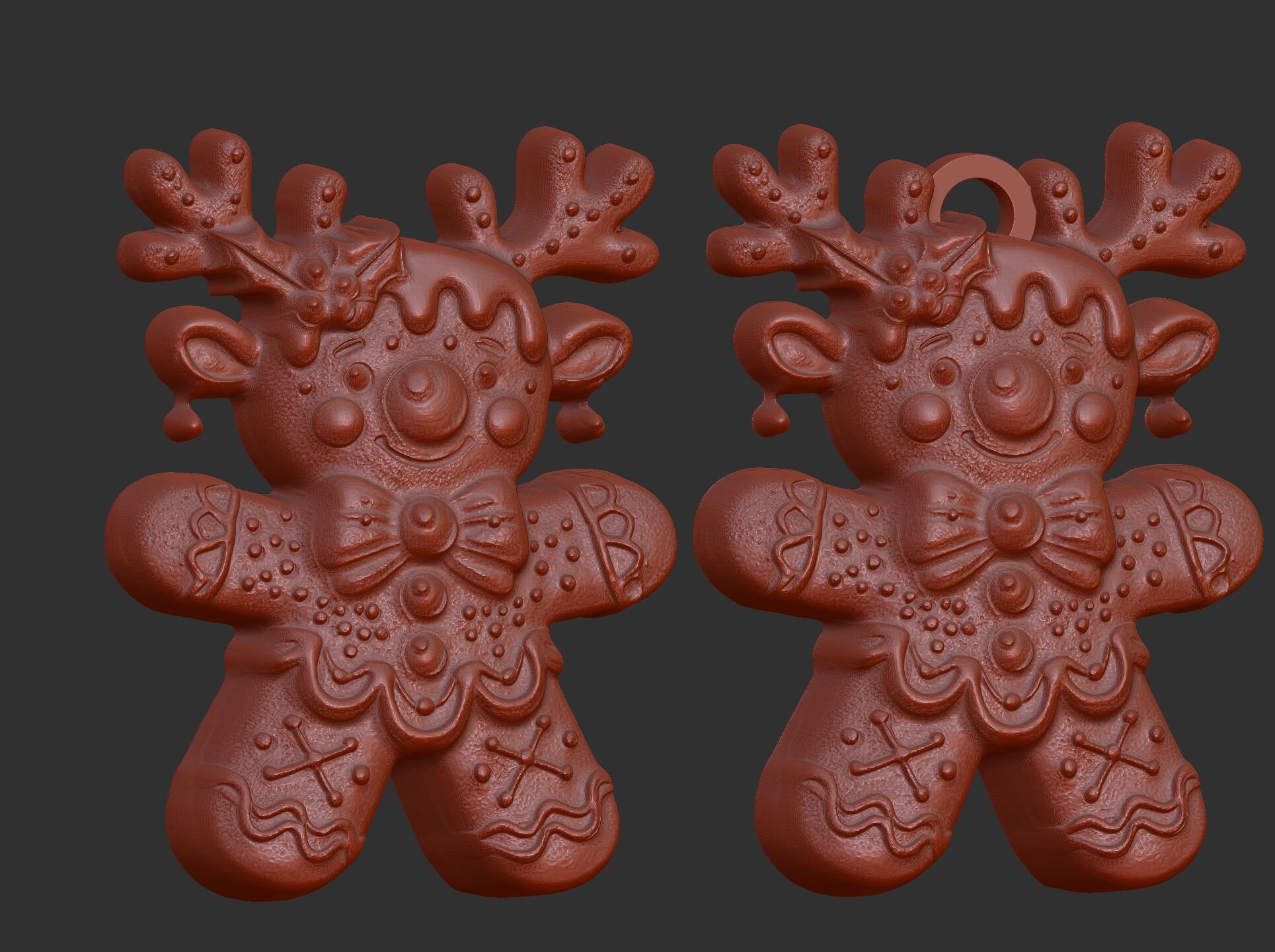 christmas deer horn cookie decor  3D print model_2