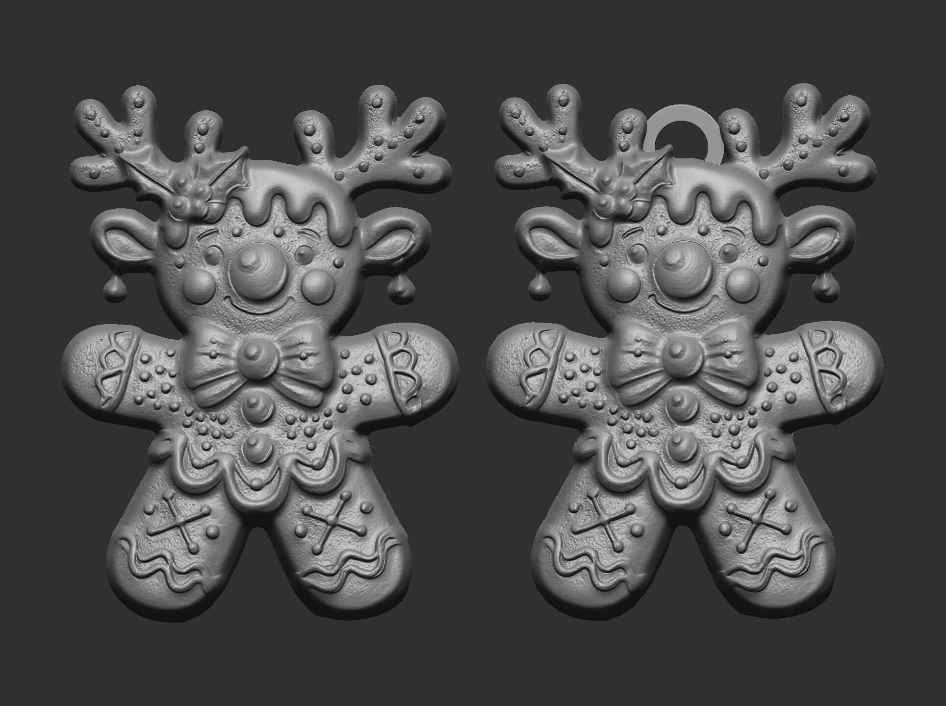 christmas deer horn cookie decor  3D print model_3