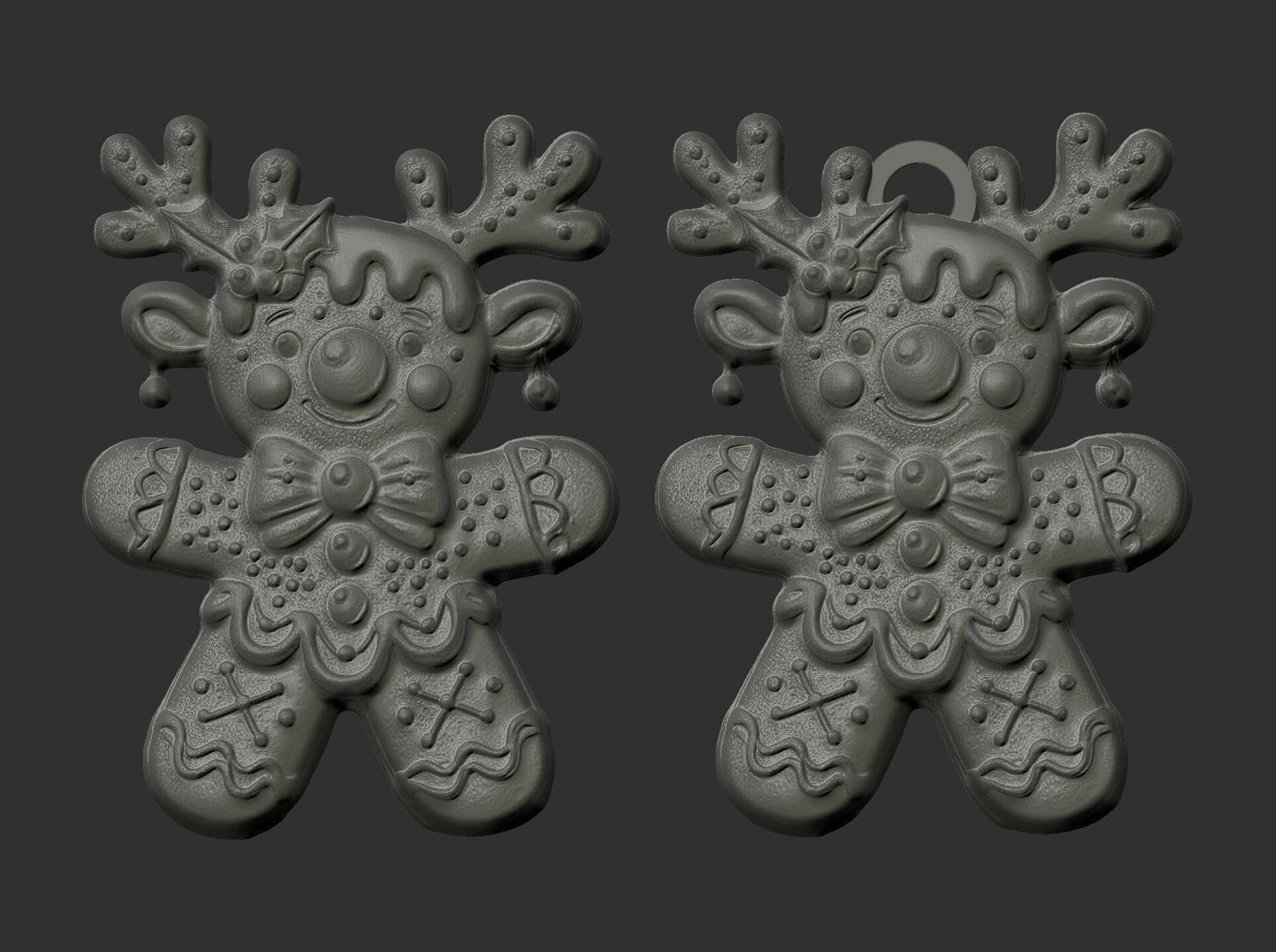 christmas deer horn cookie decor  3D print model_4