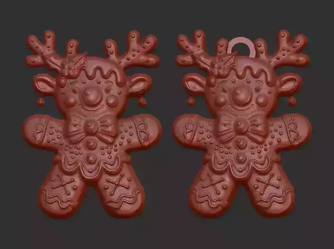 christmas deer horn cookie decor  3D print model