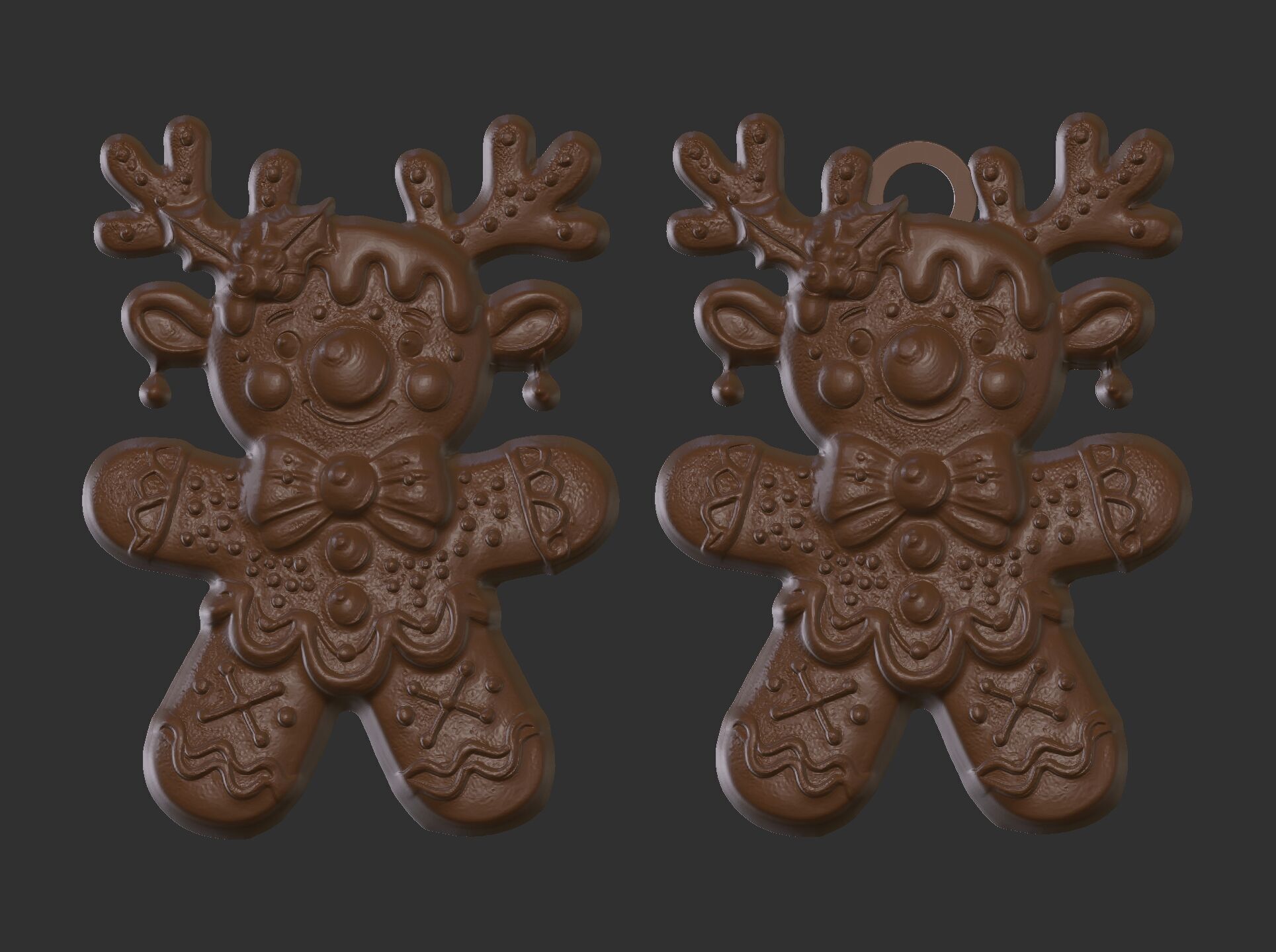 christmas deer horn cookie decor  3D print model_6