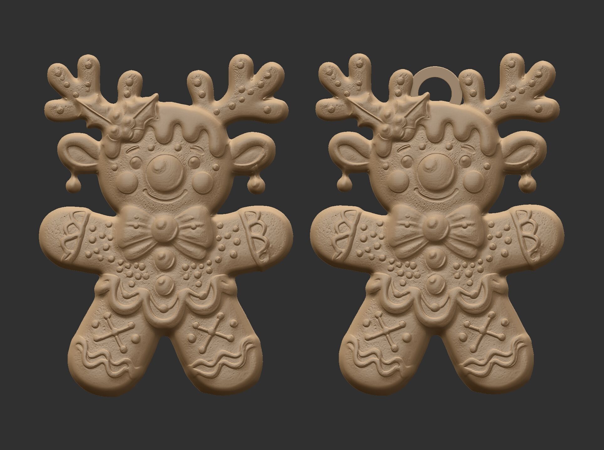 christmas deer horn cookie decor  3D print model_11