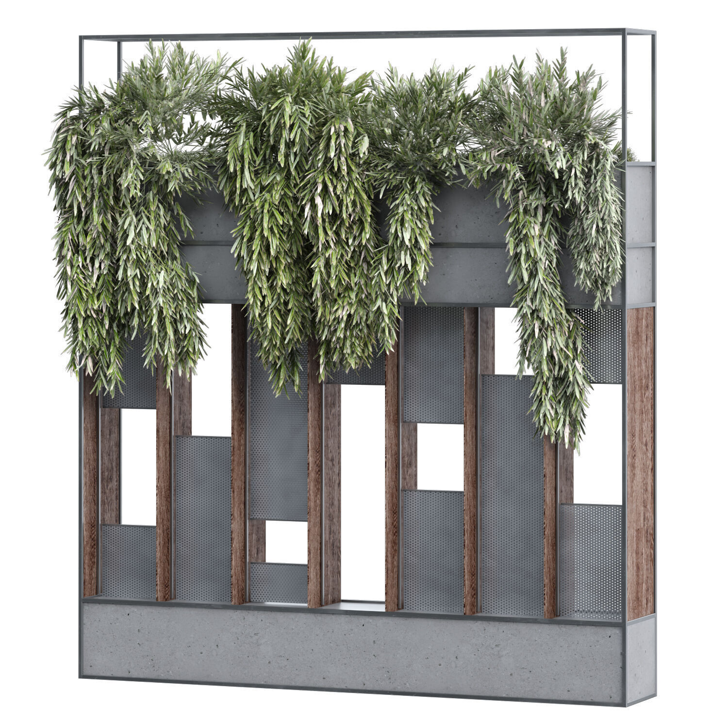 vertical plant in box greenwall and partition set 362 3D model_5