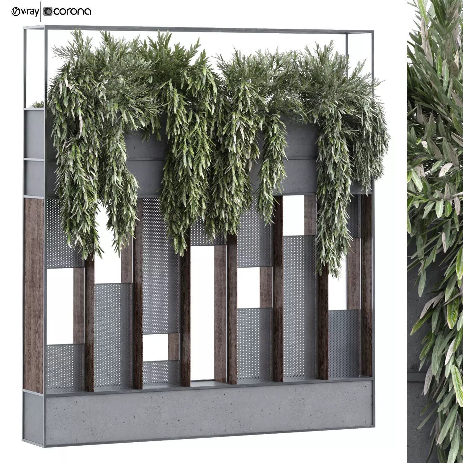 vertical plant in box greenwall and partition set 362 3D model_0
