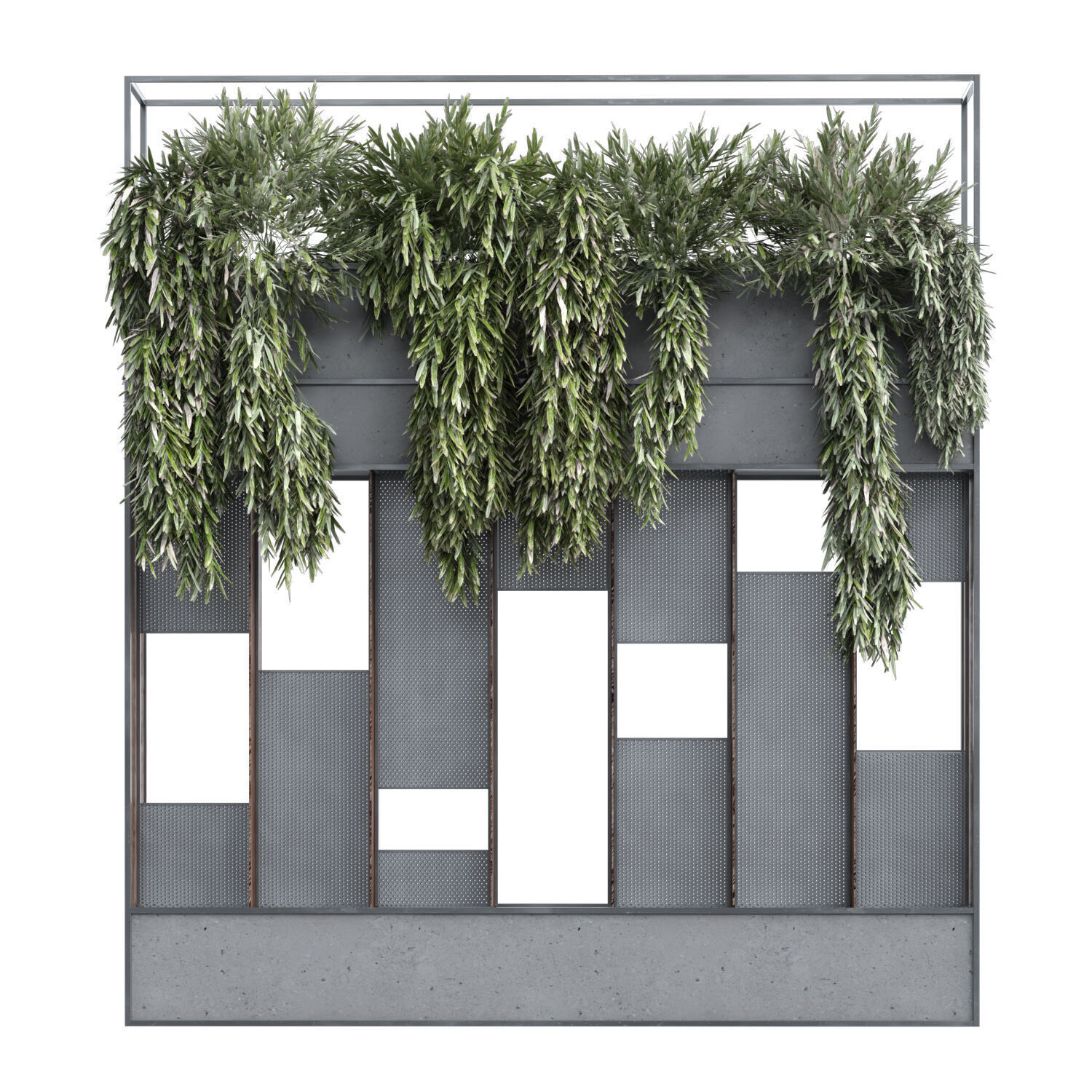 vertical plant in box greenwall and partition set 362 3D model_1