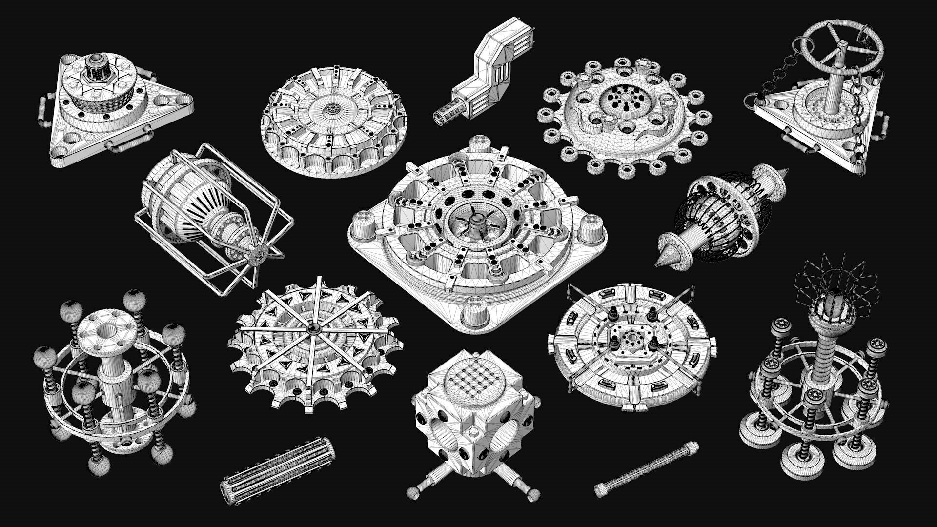 Sci fi and steampunk elements 3D model_9