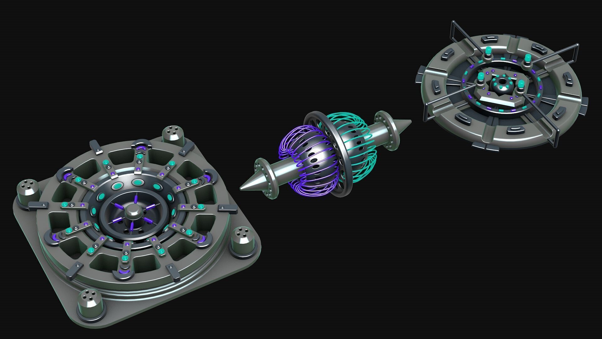 Sci fi and steampunk elements 3D model_4