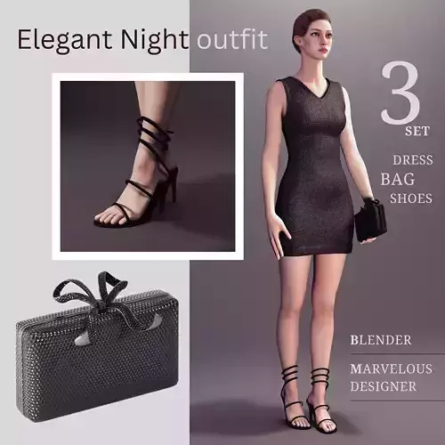 Elegant Night Outfit Dress Handbag and Heels PBR Set