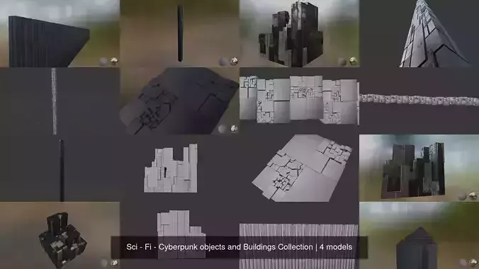 Sci - Fi - Cyberpunk objects and Buildings Collection 