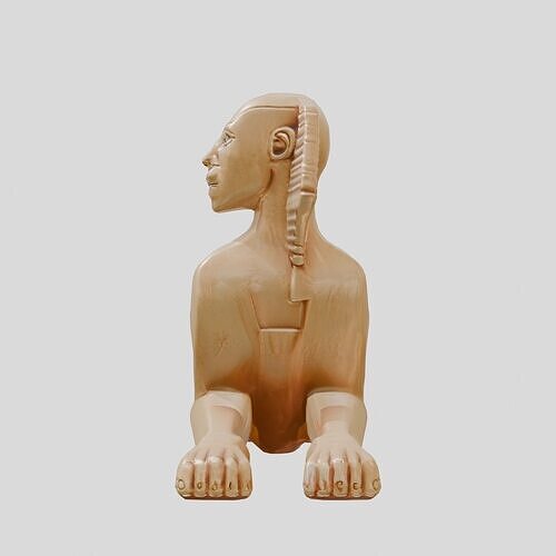 Stylized Wooden Sphinx Sculpture Low-poly 3D model