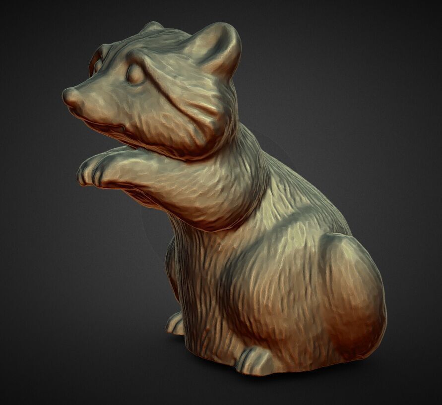 beggin baby racoon statue 3D print model_1