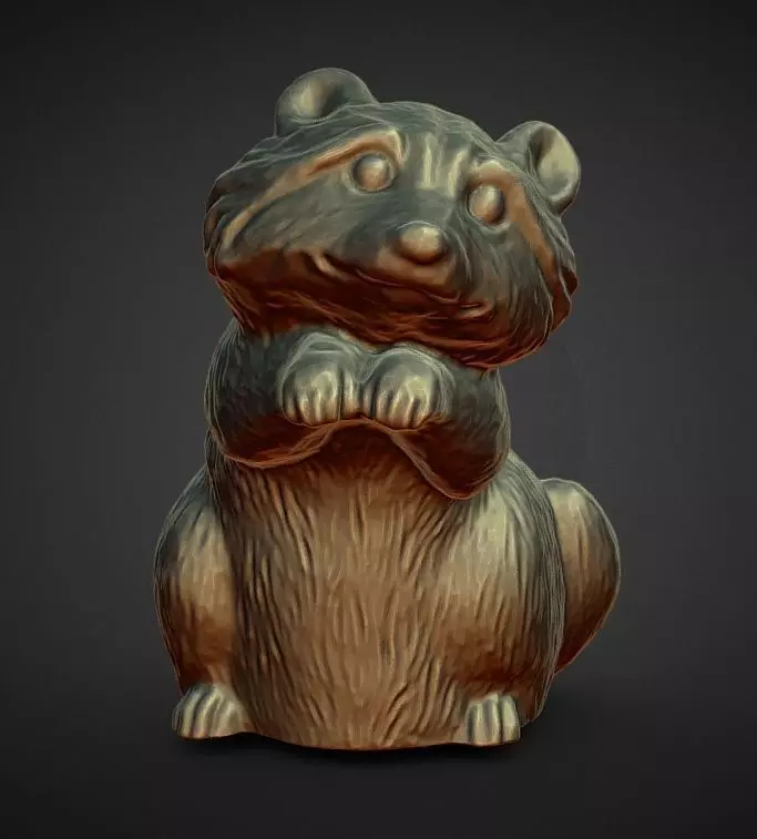 beggin baby racoon statue 3D print model_0