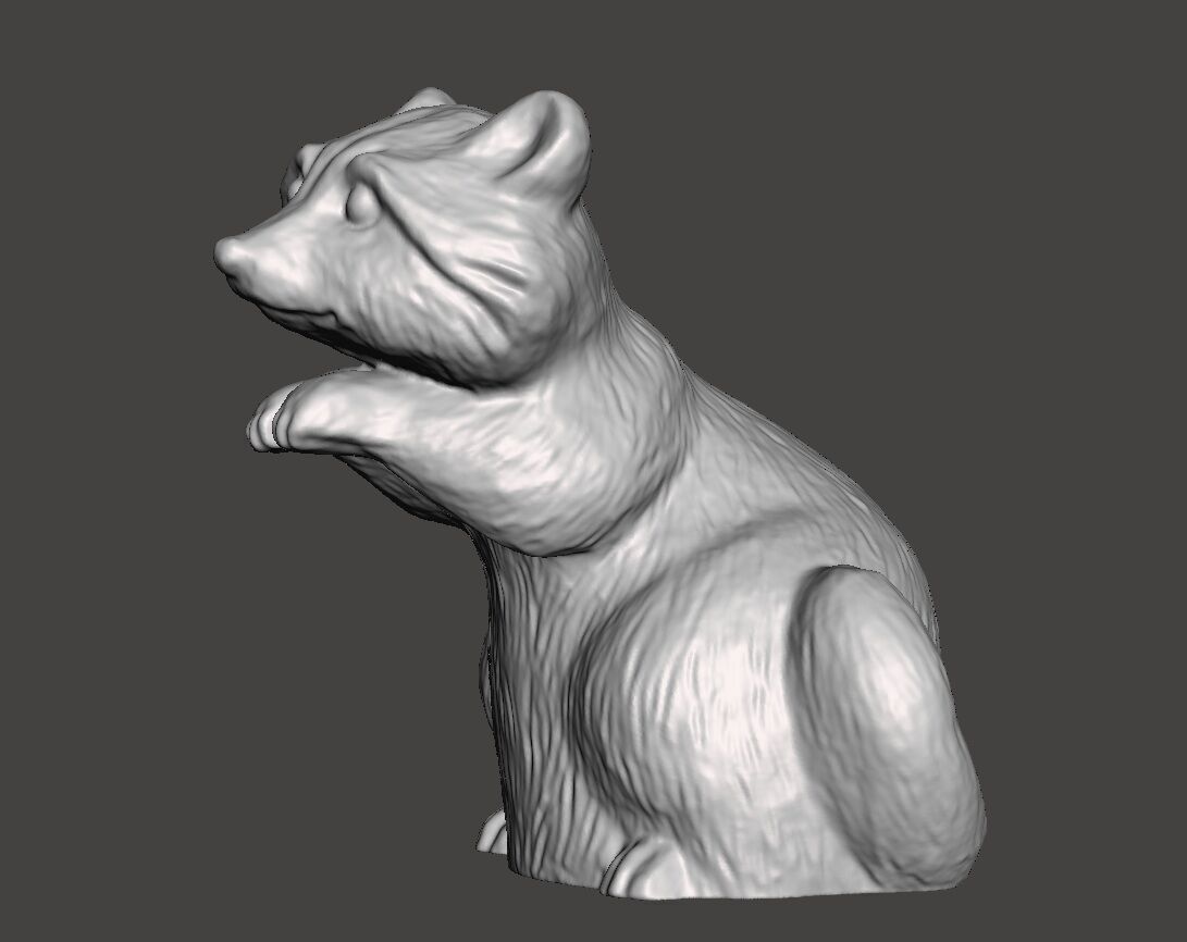 beggin baby racoon statue 3D print model_6