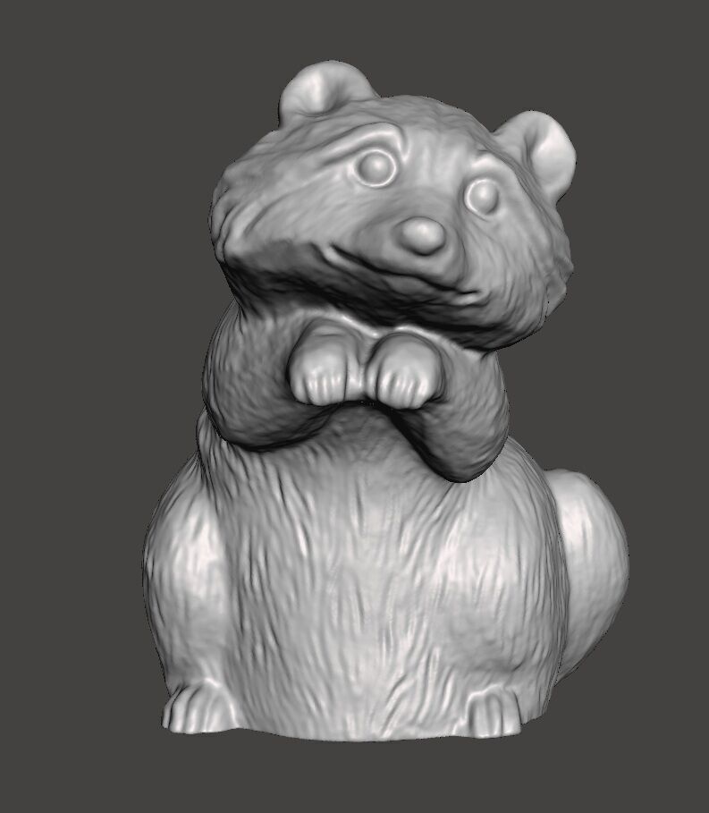beggin baby racoon statue 3D print model_5