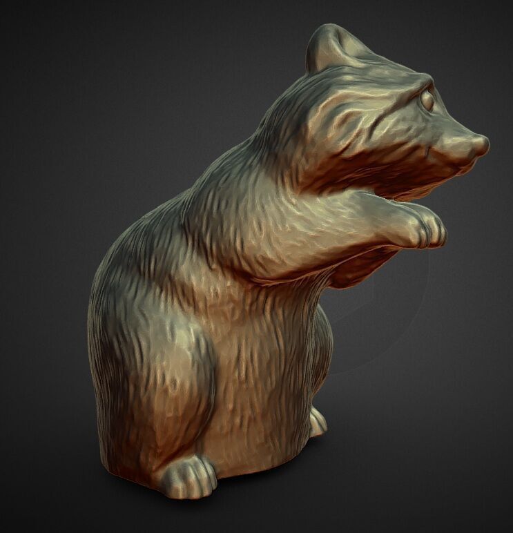 beggin baby racoon statue 3D print model_2