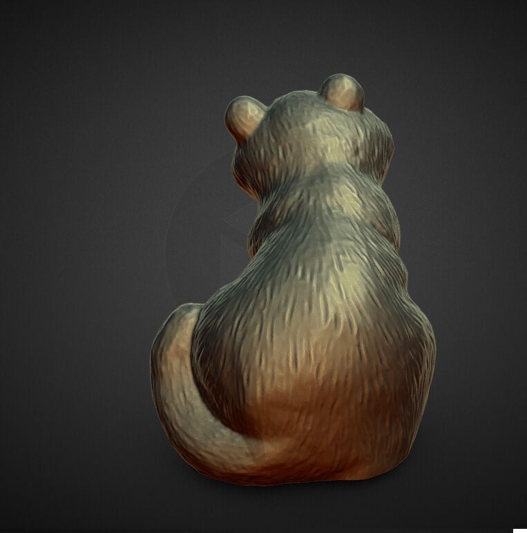 beggin baby racoon statue 3D print model_4