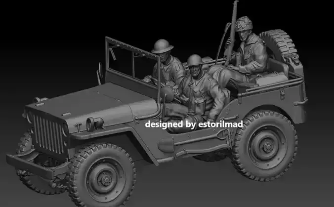 WW2 JEEP AND BRITISH SOLDIERS