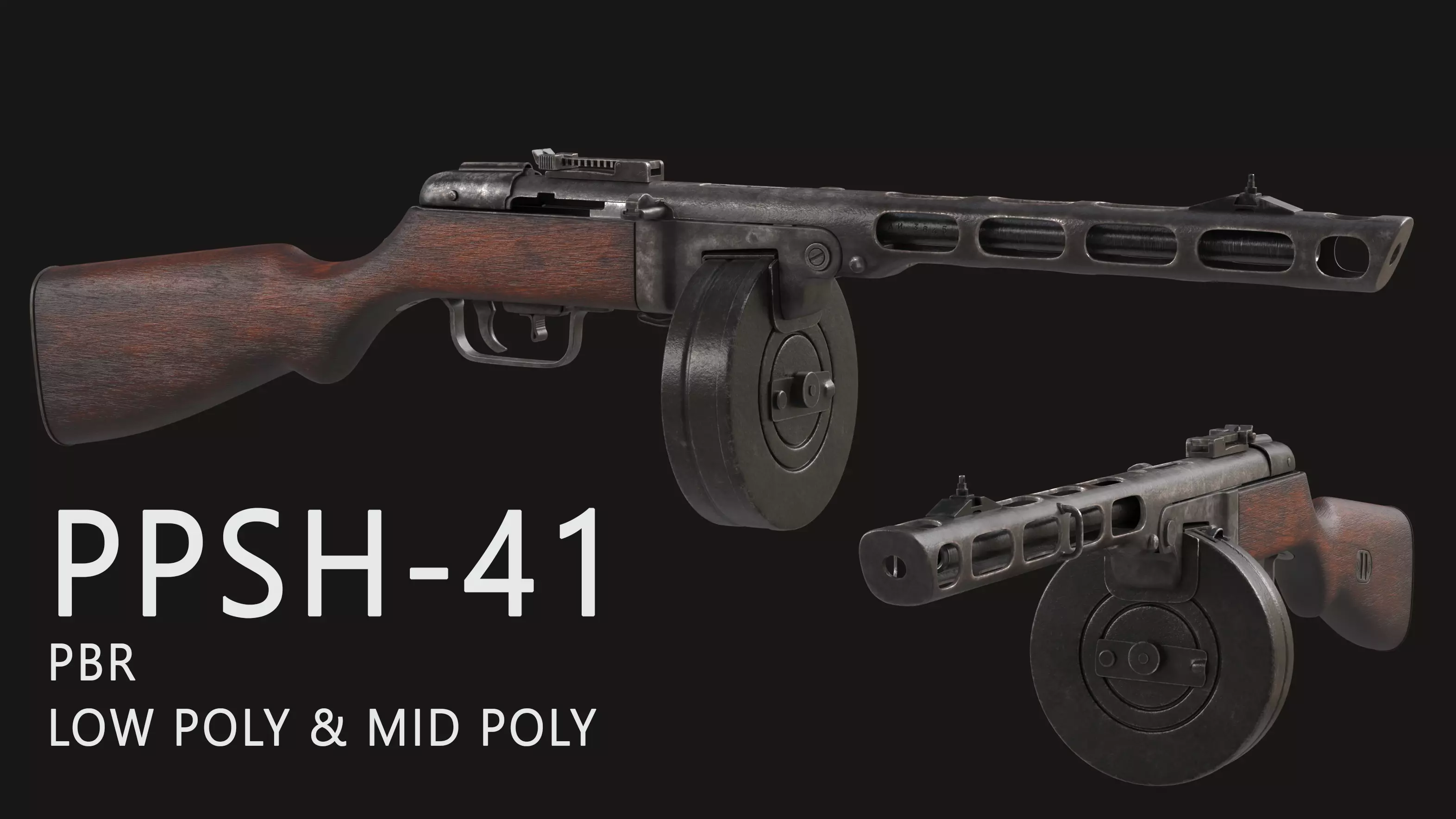 PPSh-41 Low-poly 3D model_0