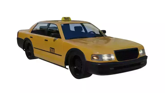 Yellow Taxi car Sedan 3d Model Free 3D model