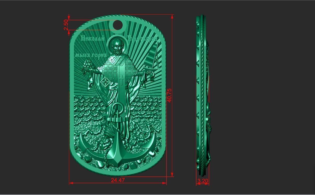 ST NICHOLAS THE WONDERWORKER PENDANT 3D print model_1
