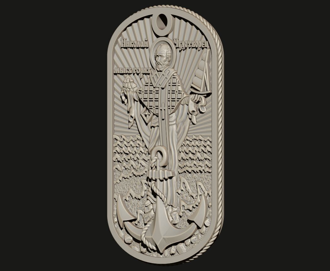ST NICHOLAS THE WONDERWORKER PENDANT 3D print model_3