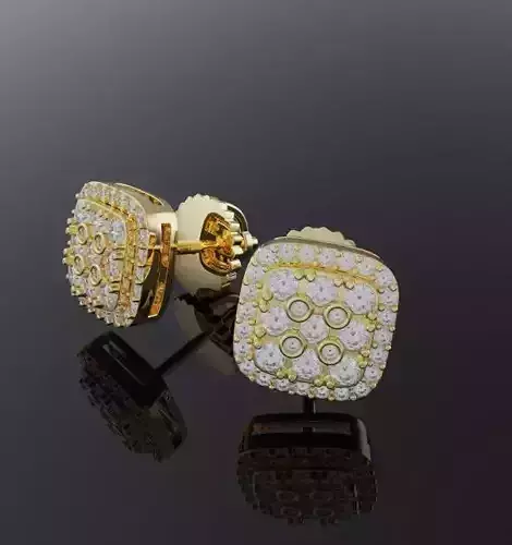 Square diamond earrings unisex design