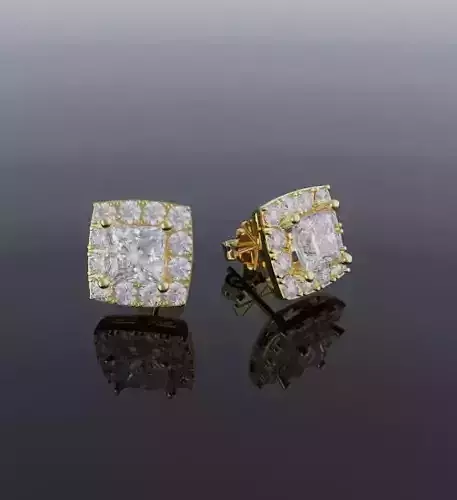5mm princess halo earring design 3D print model