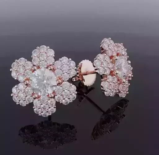5mm diamond flower earrings design