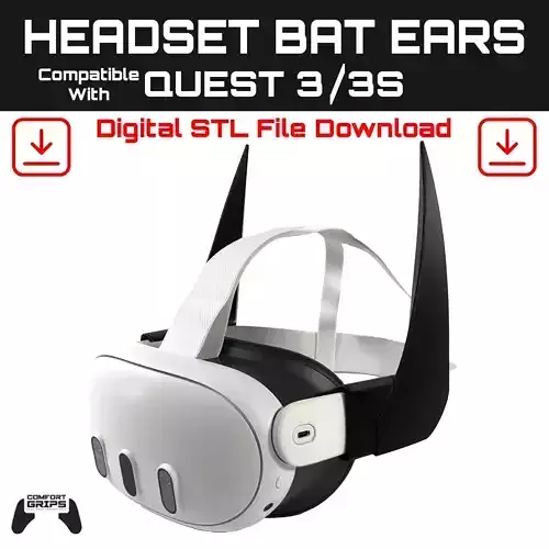 Bat Ears Headset Attachment Compatible With Quest 3 and 3S 3D print model