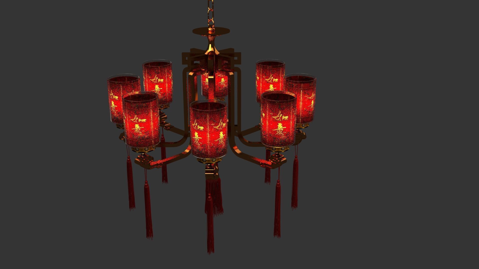 Chinese palace lantern Low-poly 3D model_7