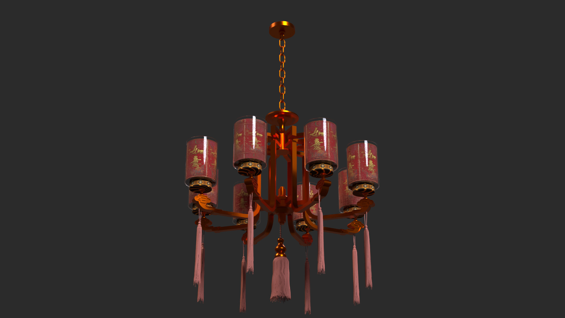 Chinese palace lantern Low-poly 3D model_8