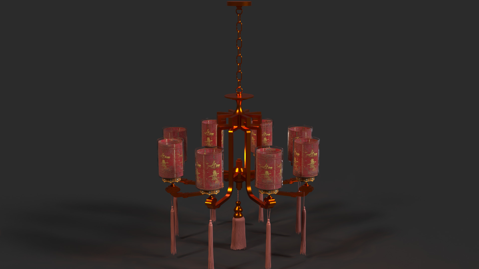 Chinese palace lantern Low-poly 3D model_4