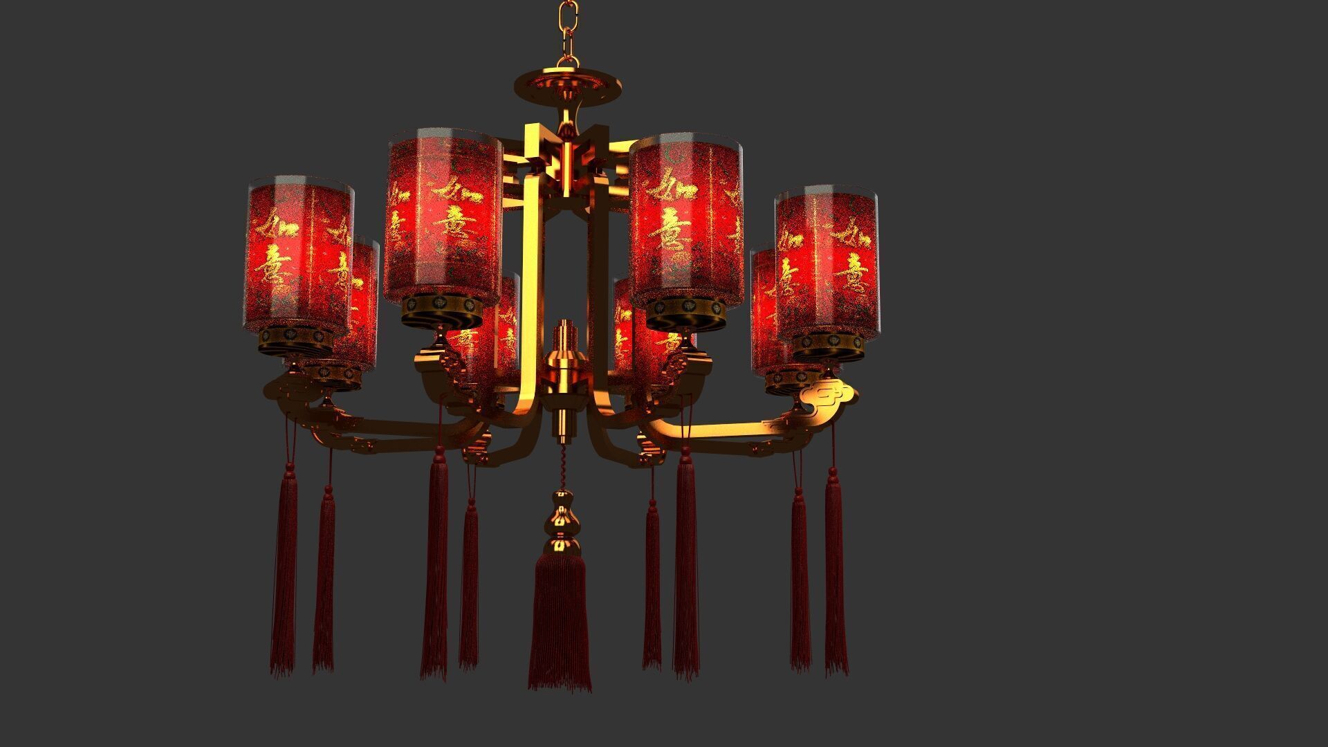 Chinese palace lantern Low-poly 3D model_9