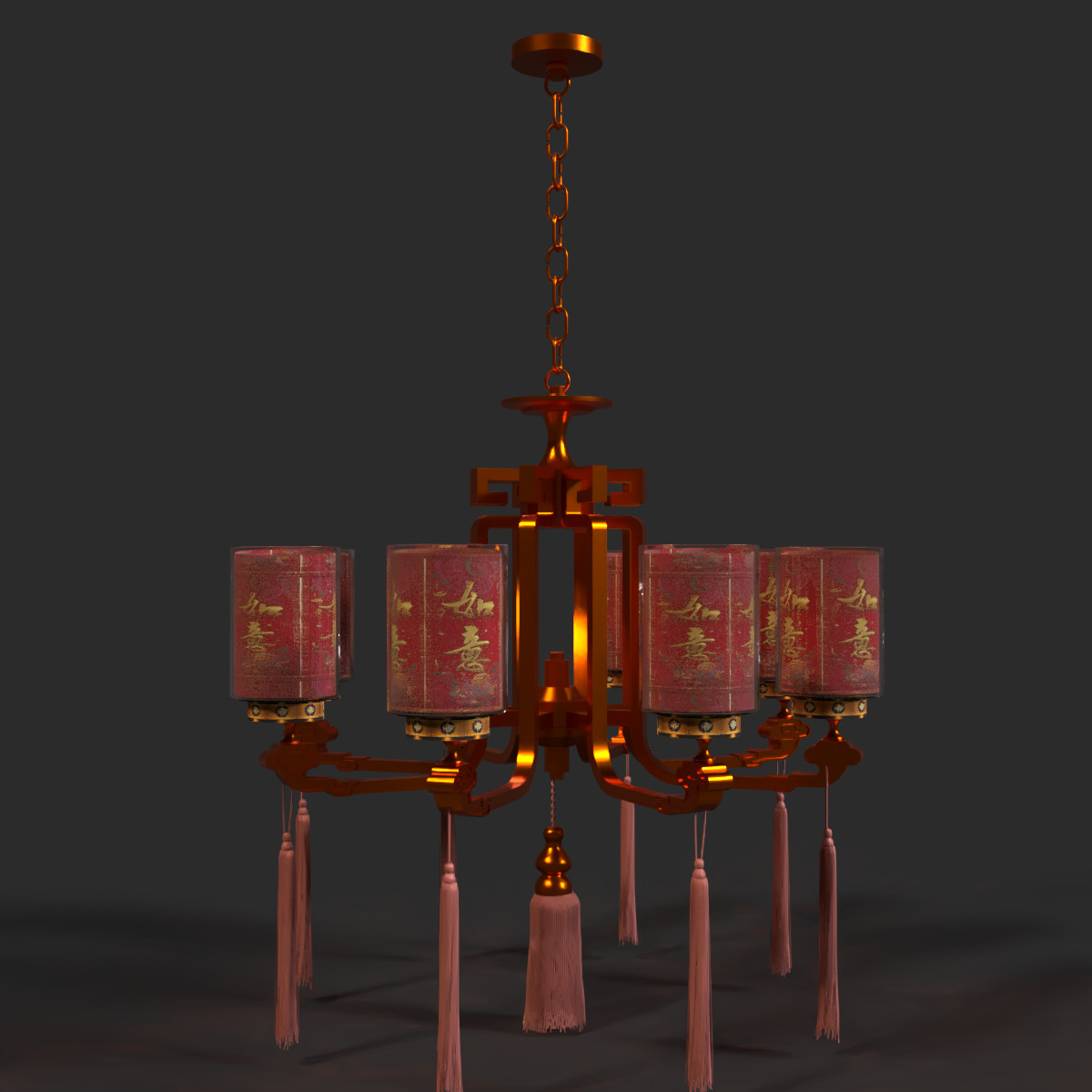 Chinese palace lantern Low-poly 3D model_12