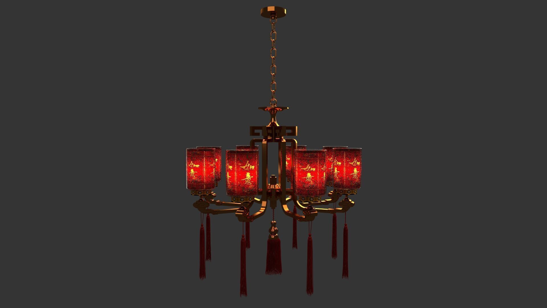 Chinese palace lantern Low-poly 3D model_3