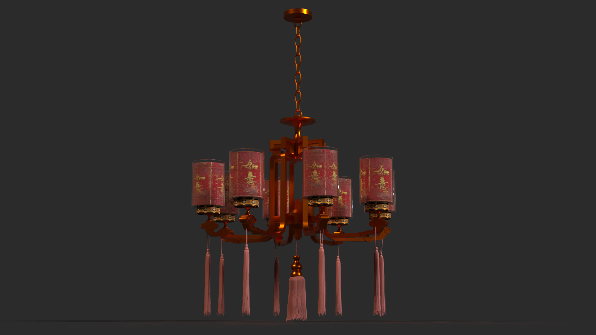 Chinese palace lantern Low-poly 3D model_6