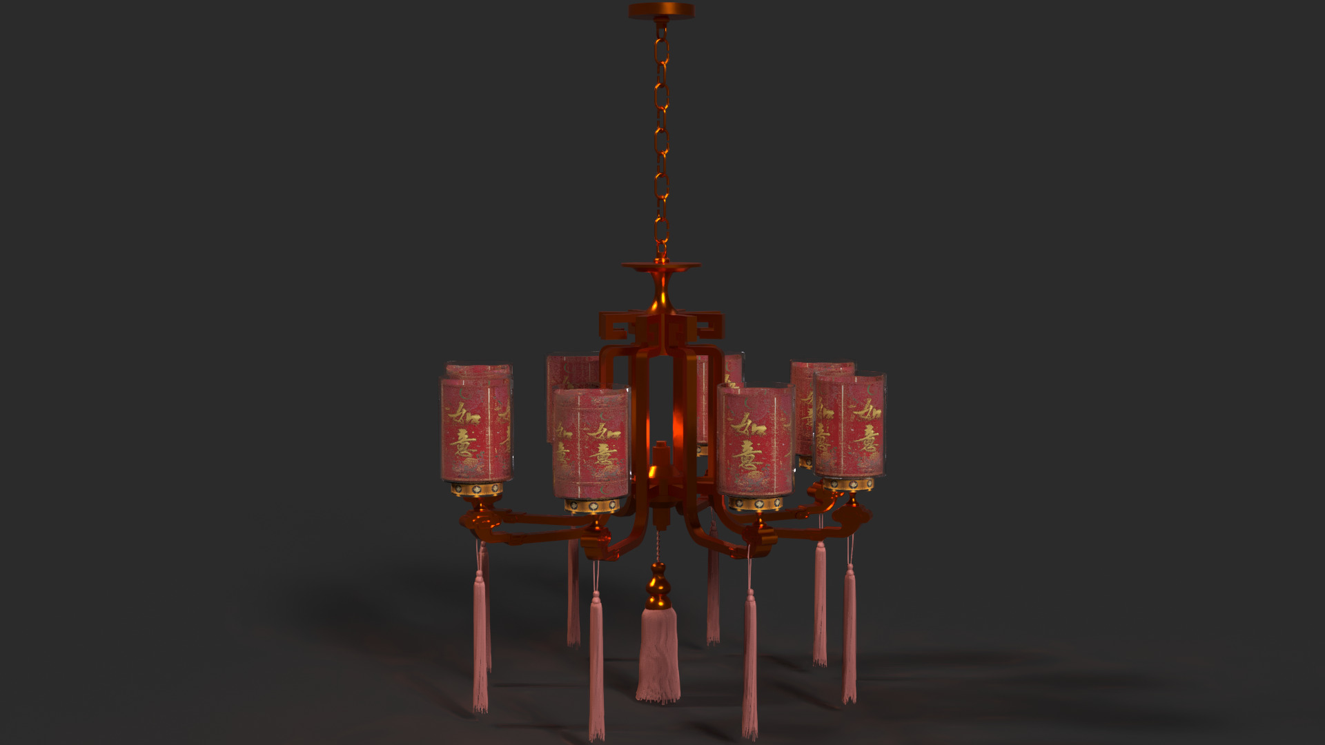 Chinese palace lantern Low-poly 3D model_2