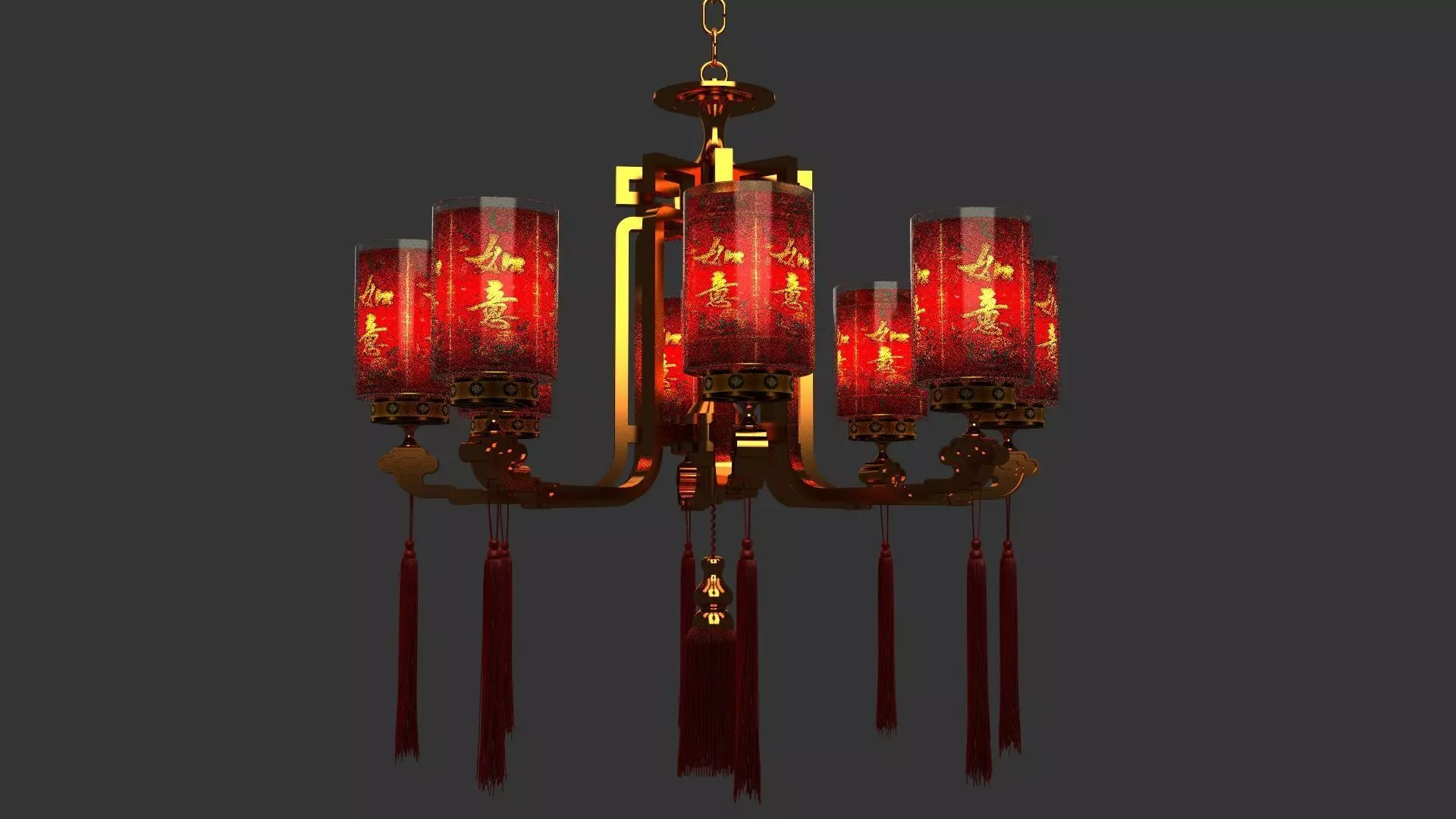 Chinese palace lantern Low-poly 3D model_0